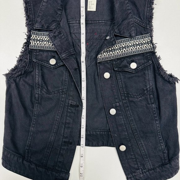 H&M Coachella Collection Embroidered Black Denim Vest EUC size 8 - Picture 9 of 11